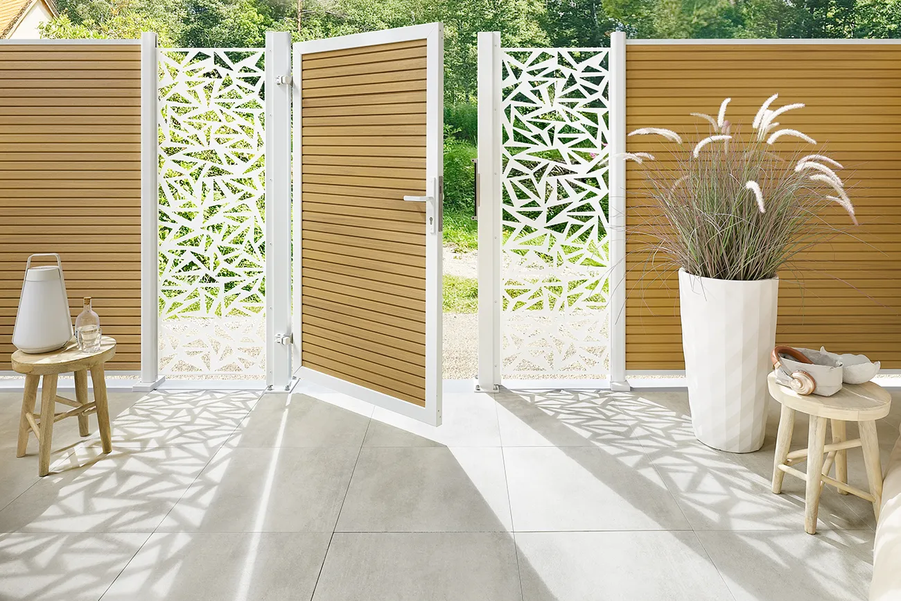 porte en bois composite couleur mélèze (miel) - Neo platinum